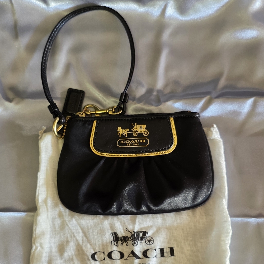 Coach Black and Gold Wristlet